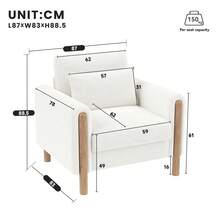 Modern Armchairs With Thick Cushions, Comfortable Single Sofa-Chair With Padding, Living Room, Office Or Bedroom, White, Dark Grey. - White - View 10