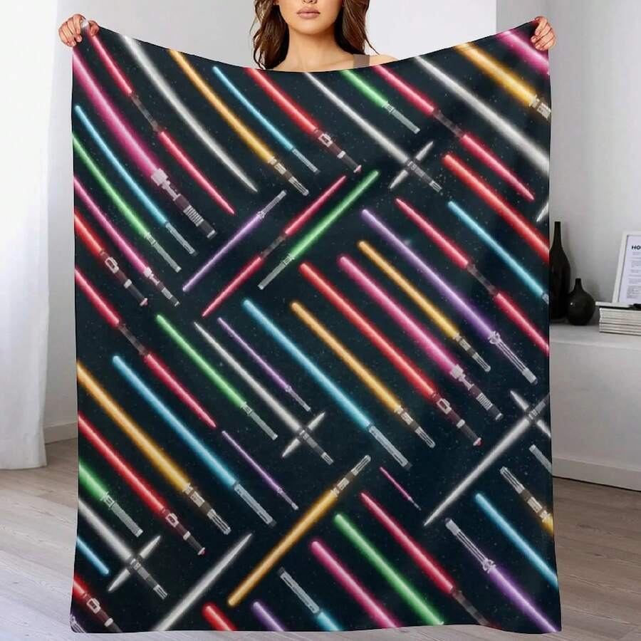 Lightsabers Throw Blanket Blankets For  Beautifuls Comforter Warm Winter Blankets - màu đen - Xem 1