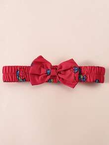 H HIBOBI 3件套女婴春夏玫瑰印花连体衣、裙子和发带套装 - 玫紅色 - 查看 9