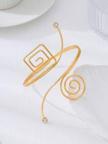 Unique Geometric Line & Spiral Design Bracelet, Fashion Jewelry Gift For Women - Gold - View 2