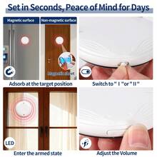 1 pieza Alarma recargable con nivel de volumen ajustable de 90-120dB, sensor antirrobo de rotura de vidrio, instalación sencilla para del hogar - 1 paquete - Ver 9