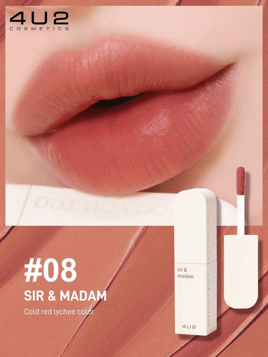 4U2 LOVE YOU BABE TINT MATTE,Matte Lip Paste, Waterproof And Long-Lasting Anti - Smudging Velvet Lip Gloss, Lip And Cheek Dual Use, Not Stained Cup Does Not Fade,2.6g/0.09oz - 08 SIR MADAM - View 1