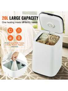 Towel Warmer 20L Towel Warmer Bucket With 24h Delay Timer 204060 Min Auto Shut Off Child Lock LED Screen & U-Shaped Light Large Towel Warmer For Bathroom Spa Bathrobe Blanket & Pajama - White - View 4