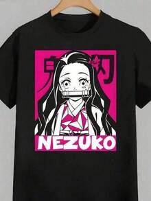 Anime T-Shirt Casual Printed Round Neck Pullover Short Sleeved T-Shirt Nezuko Kid Slayers Anime Manga Demon Ladies' Crewneck T-Shirt T-Shirts Bring Joy And Happiness To Every Child Akaza Tshirts Demon S-Layer Tee Family Matching Clothes Gift For Christmas Thanksgiving New Year - 黑色12 - 查看 1
