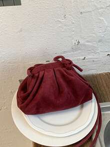 Elegant French Suede Ruched Cloud Crossbody Bag, Unique Dumpling Shaped Purse For Women - Multicolor - View 2