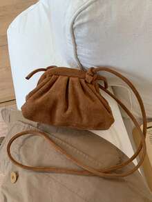 Elegant French Suede Ruched Cloud Crossbody Bag, Unique Dumpling Shaped Purse For Women - Multicolor - View 13