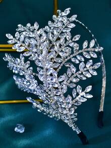 1pc Luxury Rhinestone Bridal Headband, Suitable For Weddings, Parties, Galas, And Holiday Events - Silver - View 8