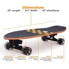 Nattork Complete Skateboards 29" X 9" Youth Cruiser Skateboard For Beginners Double Kick Deck Concave Girls Or Boys Skateboard Gold Check - Golden Check - View 3