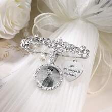 Personalized Wedding Bouquet Photo Memorial Pin - Engraved Heart-Shaped Text + Photo Brooch, Bride's Crystal Commemorative Accessory, Customized Wedding Memory Pin, Bride's Gift Commemorative Gift, Personalized Gift - Corsage - View 6