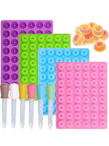 48孔硅胶甜甜圈糖果模具，迷你甜甜圈模具，不粘模具，适用于硬糖、巧克力、冰块、果冻、布丁、软糖等。 - 彩色 - 查看 12