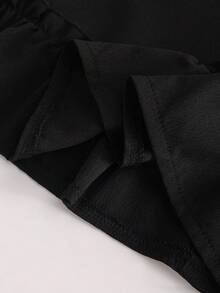 Women's Ruffle Trim Button Back Blouse, Fashionable And Cute - Black - View 3