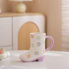 创意个性化可爱陶瓷花朵靴子马克杯，ins风高跟靴造型陶瓷杯 - 彩色 - 查看 3