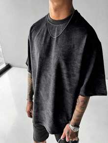 Street Fashion! Men's Short Sleeve T-Shirt With Printed Rabbit Design - Black - View 11