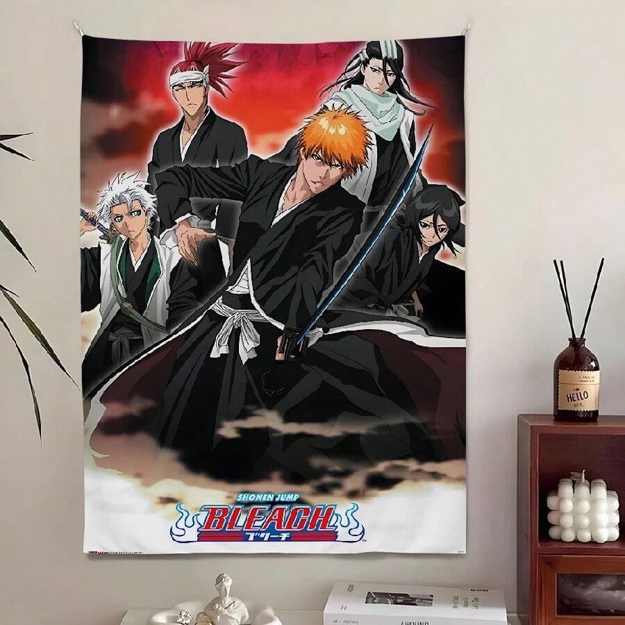 Cool B-BleachS Anime Tapestry Bedroom Living Bar Garden Outdoor Microfiber Festival Decoration Background Art Banner(6).Jpg - White - View 1