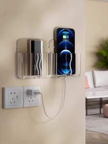 Multi-Function Mobile Phone Holder, Wall-Mounted Storage Box For Living Room, Bedside, Holds Phone, Remote Control, Charging Stand, No Drilling Required - متعدد الألوان - مشاهدة 4