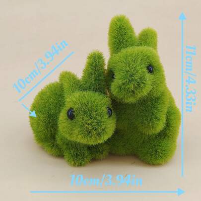 1个/2个仿真苔藓兔子，苔藓绒毛兔子，仿真苔藓兔子摆件，蓬松仿真复活节兔子，复活节苔藓兔子，人造草坪，绿色苔藓兔子球复活节装饰植绒动物雕像，可爱兔子雕像，花园，草坪动物装饰，庭院花园装饰，春季花园装饰，适用于家居和办公室装饰，复活节，惊喜礼物