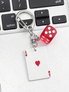 Creative Playing Card & Dice Keychain - Party Souvenir, Unique Friend Gift, Promotional Giveaway Item #Party Essential# #Funny Gift# #Business Gift# #Buddy Gift# #Metal Keyring# #Playing Card & Dice Design# #Event Memento# #Creative Accessory# #Unique Surprise# #Party Memories# - Multicolor - View 8