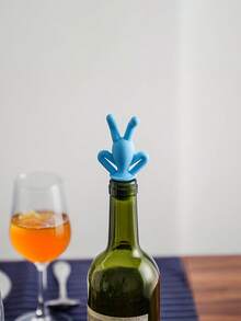 1个硅胶倒置人形葡萄酒/香槟瓶塞，创意密封瓶塞，适用于餐厅 - 彩色 - 查看 4