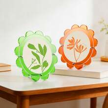 1pc Colorful Acrylic Picture Frame, Double-Sided Display With Stand, 4-Inch Circular Waves Shape - Modern Home Decor | DIY Photo Frame Removable For Flexible Use (Photo Paper Not Included) - 1PC - View 1