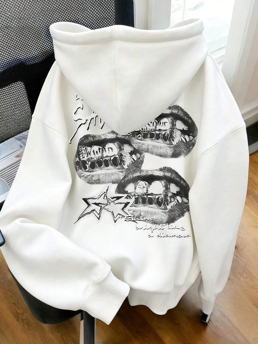 1件装少女保暖连帽卫衣,冬季学生服装,适合儿童,秋冬季长袖上衣 - 白色 - 查看 1