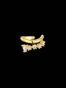 1 pieza Pendientes de clip de plata de ley 925 para mujeres, hipoalergénicos, adecuados para uso diario, bodas, fiestas, compromisos, joyería de alta calidad - Dorado - Ver 6