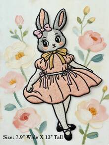 1pc Rabbit Embroidered Cloth Patch Sticker, Cartoon Animal Embroidery Applique, DIY Embroidered Badge, Sewing Material - Multicolor - View 10