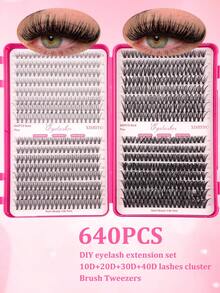 640 Stück Büschel einzelne Wimpern, weiche natürliche falsche Nerz-Wimpern zum Selbermachen, Wimpernverlängerung, Wimpernbüschel, einzelne Wimpern, Wimpern, Kunstwimpern - D - Übersicht 7