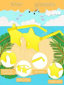 8 Pares de Óculos Sem Armação em Formato de Estrela na Cor Amarela, Óculos de Festa Engraçados e da Moda, Óculos para Adultos em Praia/Aniversário/Decoração, Acessório para Fotos (Sem Proteção UV) - Multicolorido - Visão 4