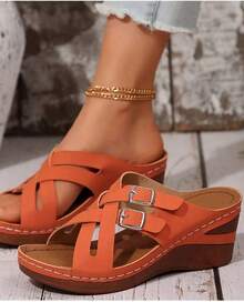 11Gladiator Sandals Slides Women Fashion Metallic Reptile-Embossed Heeled Sandals,Women's Gold Silver Slide Sandals Strappy Block Heel Bohemian Beach Shoes,Chic Gladiator Heeled Slides With Metal Buckle Dressy Summer Sandals,Platform Slide Sandals Women Fashion Reptile Print Ankle Strap Sandal,Women's Casual Luxury Slides Strappy Sandals Comfortable Low Heel - 橘子 - 查看 2