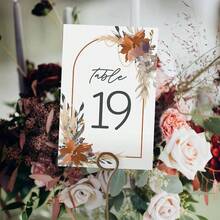 Greenery Wedding Table Numbers/ 28 Elegant Wedding Reception Table Number Cards/ 4 Inchx 6 Inch Flat Faux Gold Anniversary Event Table Organization/Made In USA - White, Orange, Purple, Grey, Yellow, Green, Tan - View 6