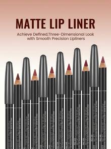 Pudaier 哑光裸色唇线笔，奢华丝绒柔滑唇膏，持久不晕染，适合勾勒唇形和填充唇部 - 02 - 查看 3