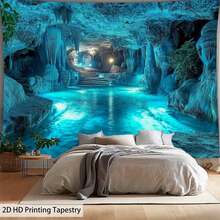 1 Piece Of Cave Underwater World Pattern Printed Tapestry - Large Size Decorative Hanging Cloth - Home Decoration - Festival Gift - Party Decoration - Live Streaming Background Cloth - 1PC - Xem 1