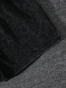 Women's Classic Cherry Red Printed Round Neck 2 Pieces Set, Including Drawstring Shorts, Casual Summer Outfit Black - Black - View 7