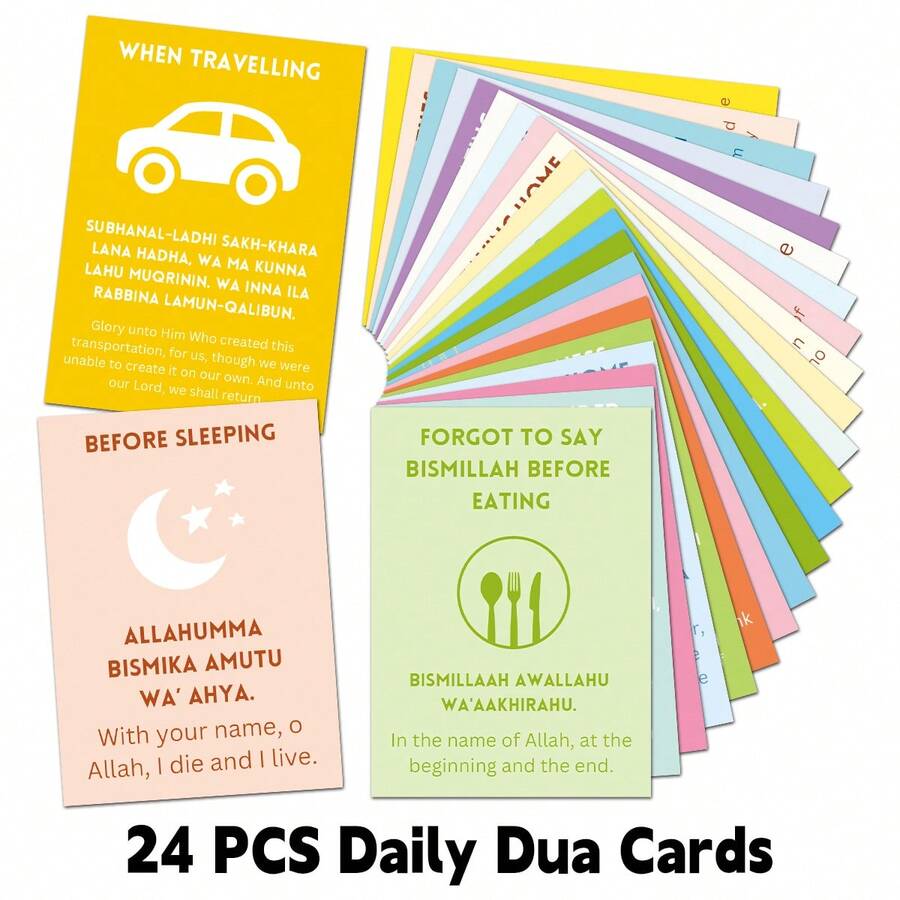 24pcs Islamic Daily Affirmation Cards, Ramadan Gifts, Prayer Cards, Mindfulness Cards, Meditation Cards, Ramadan Gifts For Men & Women
