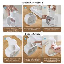 Black Foaming Touchless Automatic Soap Dispenser – 500ml Hand Soap Dispenser, Wall-Mountable & Countertop, USB Rechargeable, Adjustable Foam Volume, Waterproof, Perfect For Home, Small Offices, Kids & Pet Care, Stylish Daily Use & Gift Option - 黑色泡沫 - 查看 10
