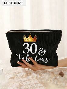 Customized Makeup Bag, Personalize Your Age 30 40 50 60 70 80 90 100 & Beautiful Makeup Bag, 30 40 50 60 70 80 90 100 Birthday Queen Gift - Multicolor - View 4