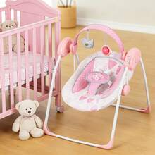 Baby Swing,Portable Baby Swing,Foldable Baby Swing,Baby Swing With Timer For 0-6 Months 6-20 Pounds,Adjustable Speed 5-Point Harness Indoor Outdoor Travel Baby Swing Halloween Christmas Holiday For Newborns Gifts - Pink - View 7
