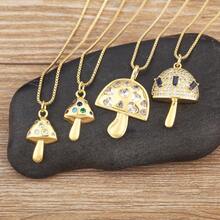 High Quality Mushroom Shape Gold Plated Charm Pendant Necklace For Women Girl Boy Cubic Zirconia Chain Link Jewelry Party Gifts - Gold - View 7