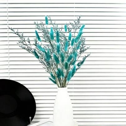 33pcs Fluffy Pampas Grass | Multi-Purpose Home Vase Decor, Spring Vine Desktop Decoration, Suitable For Christmas, Halloween, Easter, Thanksgiving, Valentine's Day, Wedding Party, Blue Spring