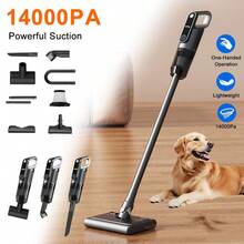 14000PA Wireless Stick Vacuum With LED Light – Vacuuming + Mopping 2-In-1, Detachable Battery, Multiple Attachments For Deep Cleaning Floors, Stairs, And Furniture - 黑色 - 查看 3