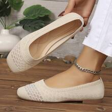 新款透气针织平底便鞋 - 糯米白色 - 查看 10