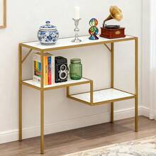 MXDESIKU Diseño Sencillo de 3 Niveles, Estante de Almacenamiento Dorado, Ideal para Sala de Estar, Pasillo, Cocina y Dormitorio (Blanco, 82 * 80 * 34cm) - Blanco - Ver 8