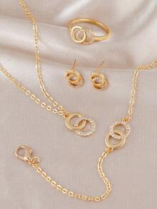 Bộ 5 món trang sức khuyên tai đôi đính đá Cubic Zirconia sang trọng, thích hợp làm quà tặng cho phái nữ trong các buổi hẹn hò, lễ hội âm nhạc, tiệc tùng, đám cưới, ngày lễ. - Vàng - Xem 5