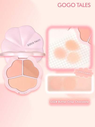 GOGO TALES لوحة أحمر الخدود ثلاثية الألوان، ظلال التنعيم والتفتيح، سهلة الامتزاج بشكل طبيعي وناعم، بودرة أحمر الخدود مطفية، ظلال مناسبة للجميع للمواعدة والمكياج اليومي