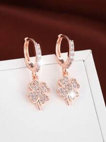 1 Đôi bông tai khoen tròn sang trọng bằng đồng đính đá Cubic Zirconia, thiết kế hoa và sao rỗng tối giản thanh lịch. - W16579 - Nhiều màu - Xem 8