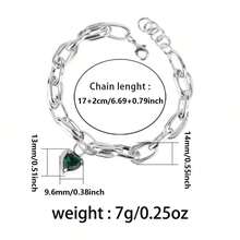 1件时尚925纯银立方氧化锆皇冠心形手链，优雅艺术，适合日常佩戴和送礼。 - 銀色 - 查看 4