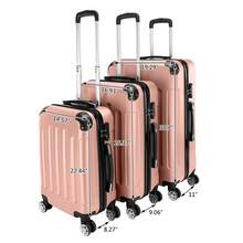 3 Pcs Suitcase Lightweight ABS Carry-On Hand Luggage 4 Spinner Wheels Trolley Case - Rose Gold - View 7