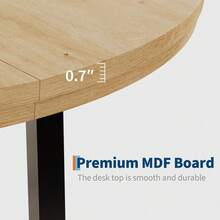Industrial 47'' Round Dining Table For 4-6 – Space-Saving Wooden Kitchen Table – Sturdy Metal Frame – Perfect For Dining Room Or Kitchen – No Chairs Included - Wood Color - View 7