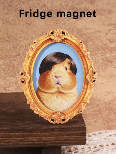 1pc Interesting Rabbit Design Wooden Fridge Magnet, Craft Gift Suitable For Home Refrigerator And Mailbox Decoration!