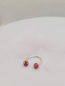 925纯银U型鼻环，光泽超亮，独特的低过敏性银质头部，不可拆卸式鼻钉设计 - 單隻鼻環 - 查看 3